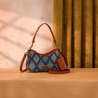 Wrangler Aztec Studded Denim Shoulder Bag with Mini Pouch in jean - women's bag