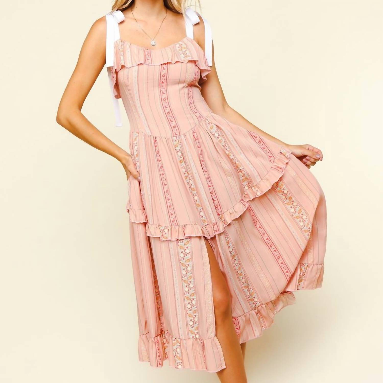 Kori - Striped Floral Dress
