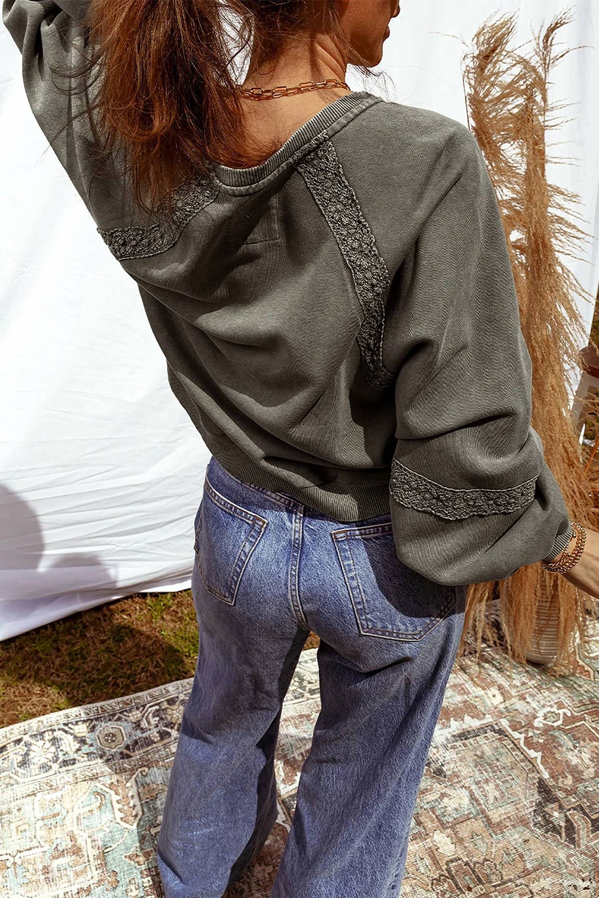 Shewin - Embroidered Long Sleeve Sweatshirt