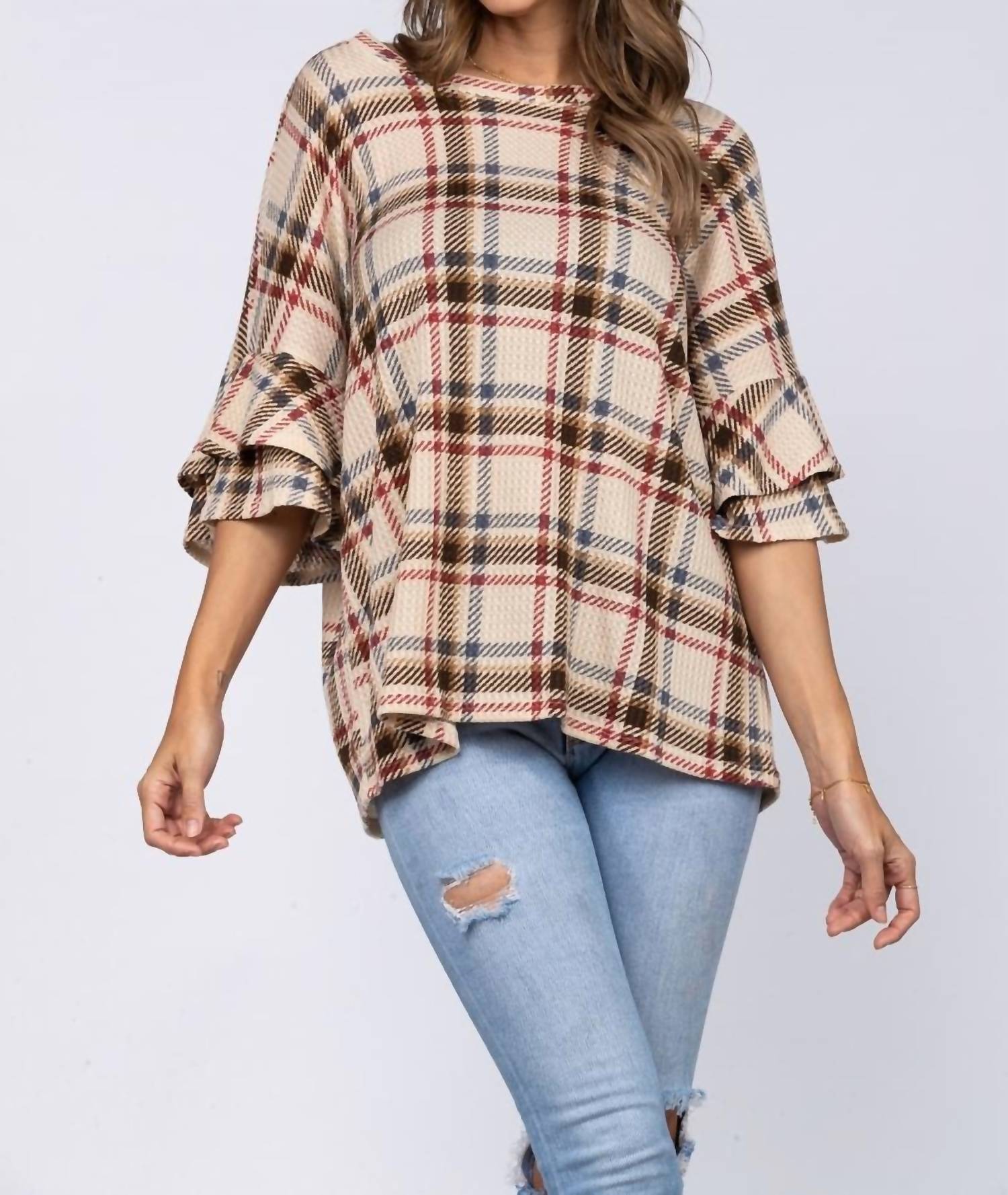 Collective Rack - Layered ruffle plaid top