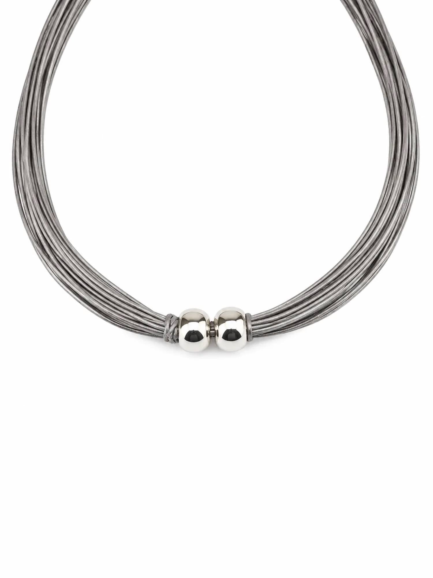 Coronet - Women's Magnetic Grey Cord Beads Necklace
