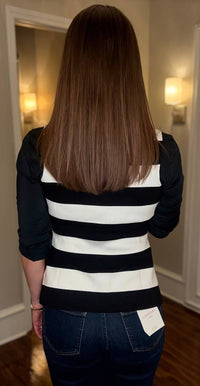 Evenuel - Striped Button Up Knit Top