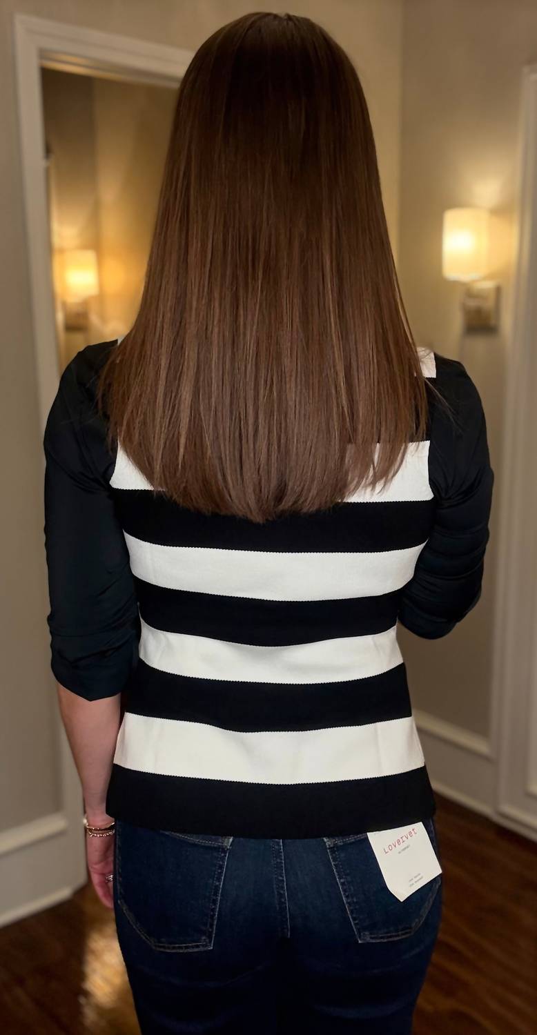 Evenuel - Striped Button Up Knit Top