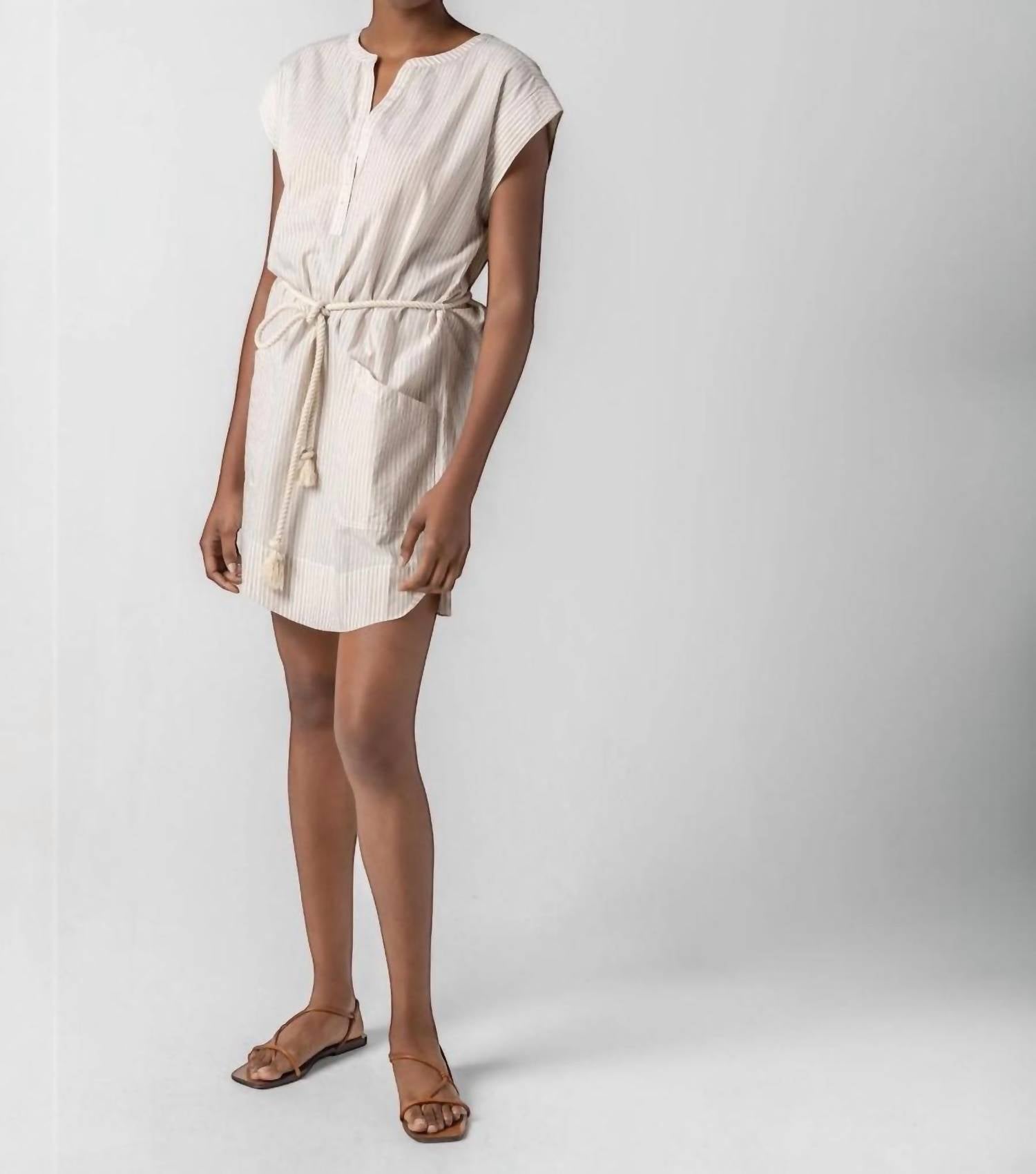 Lilla P - Striped Split Neck Dress