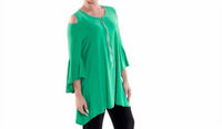 Ic Collection - Open Shoulder Zipper Front Tunic