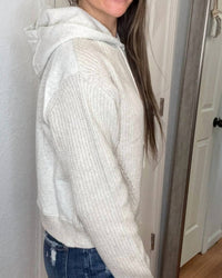 SKIES ARE BLUE Hana Hooded Sweater Top in oat - women's top - alternate view