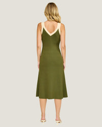 LUCY PARIS Analise Colorblock Dress in olive cream - women's skirt - alternate view