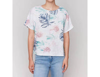 Charlie B - Printed Linen Dolman Top