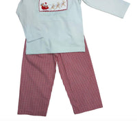 Banana Split - Boy's Santa's Sleigh Smocked Pant Set