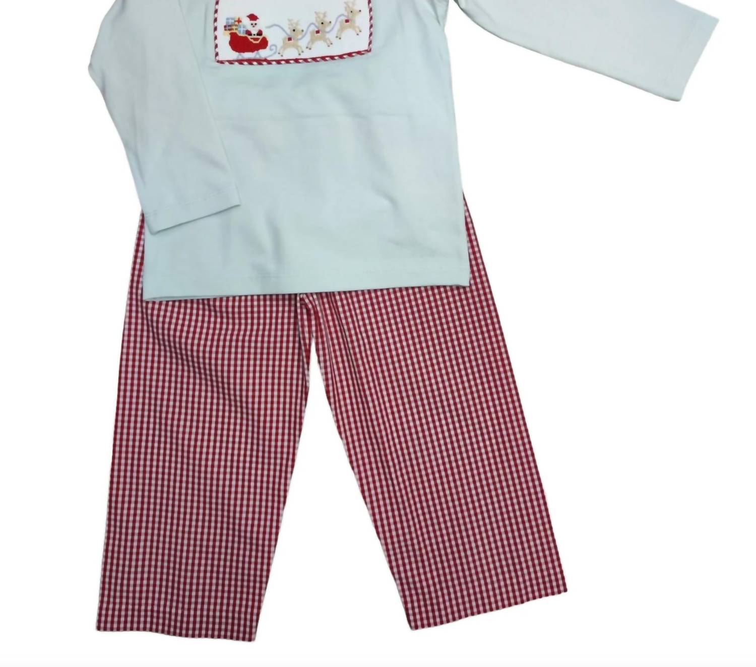 Banana Split - Boy's Santa's Sleigh Smocked Pant Set