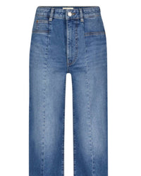 Warp + Weft Women's Knit Wide Leg Jeans in carbon blue - women's jeans - detail view