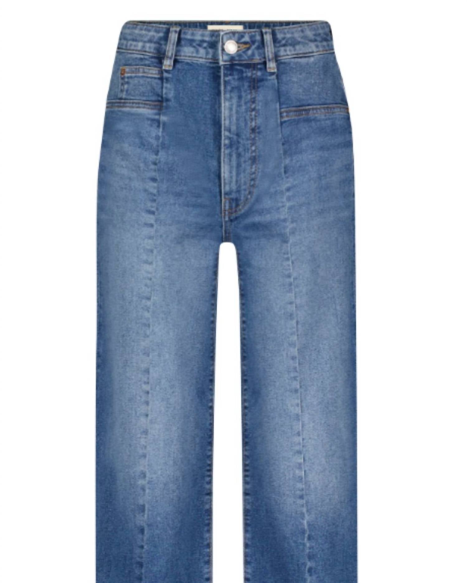 Warp + Weft Women's Knit Wide Leg Jeans in carbon blue - women's jeans - detail view