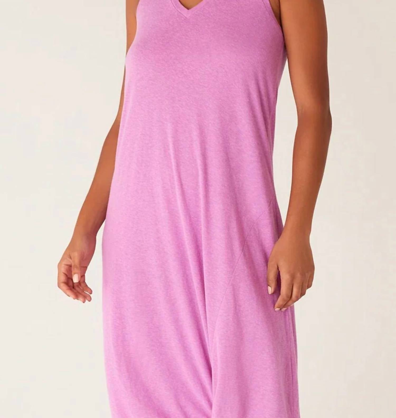 Z Supply Reverie Knot Tri-blend Dress in wild dahlia - women's dress - detail view