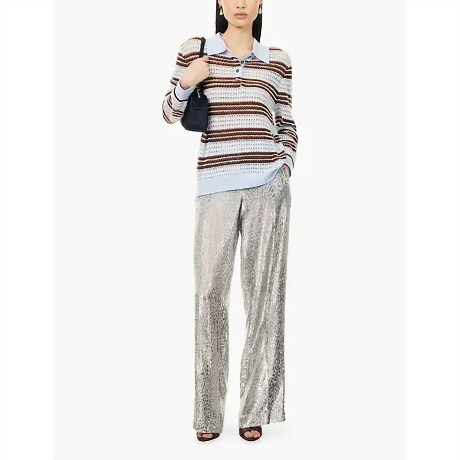 Zankov - Pointelle Stripe Polo Top