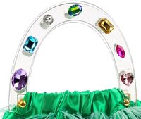 Milanblocks - Women's Colorful Gem Handle Embellished Feather Bag