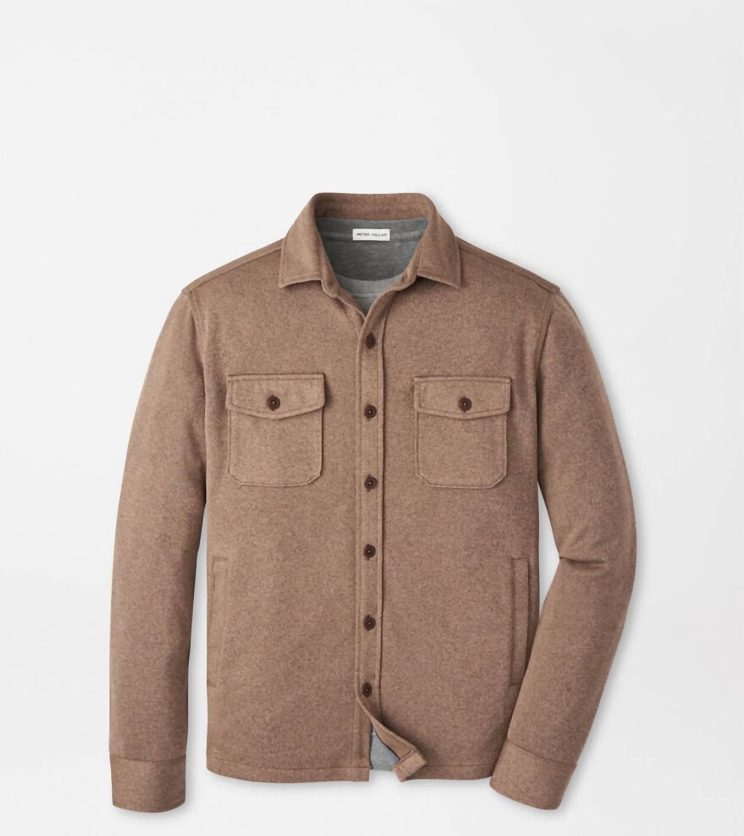 PETER MILLAR Crown Sweater Fleece Shirt Jacket in popular brown - men's jacket - view 4