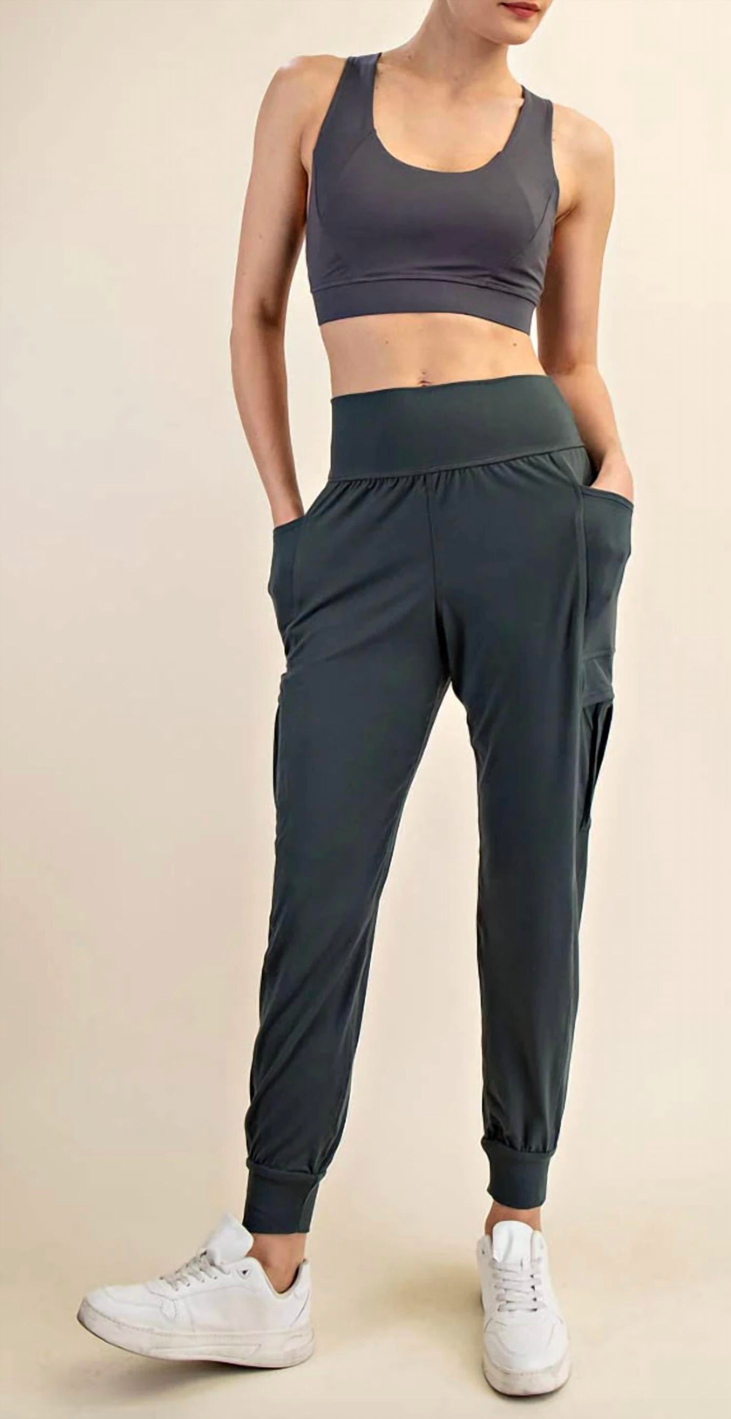 RAE MODE Plus Size Butter Jogger With Side Pockets in fern forest - women's pants - alternate view