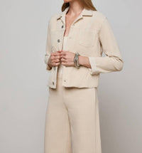 L'Agence Janelle Slim Raw Jacket in french vanilla 2 - women's jacket - detail view