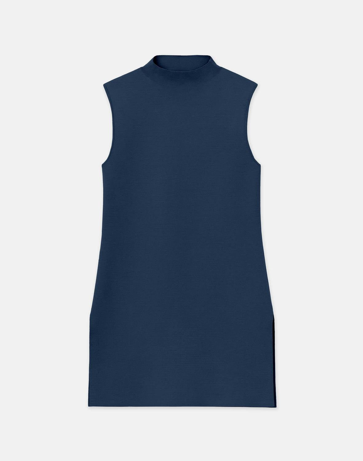 Lafayette 148 Responsible Matte Crepe Mockneck Tunic in lido blue - women's shirt - view 5