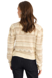 ALLISON NEW YORK Zahara Cardgian in ivory multi - women's cardigan - detail view