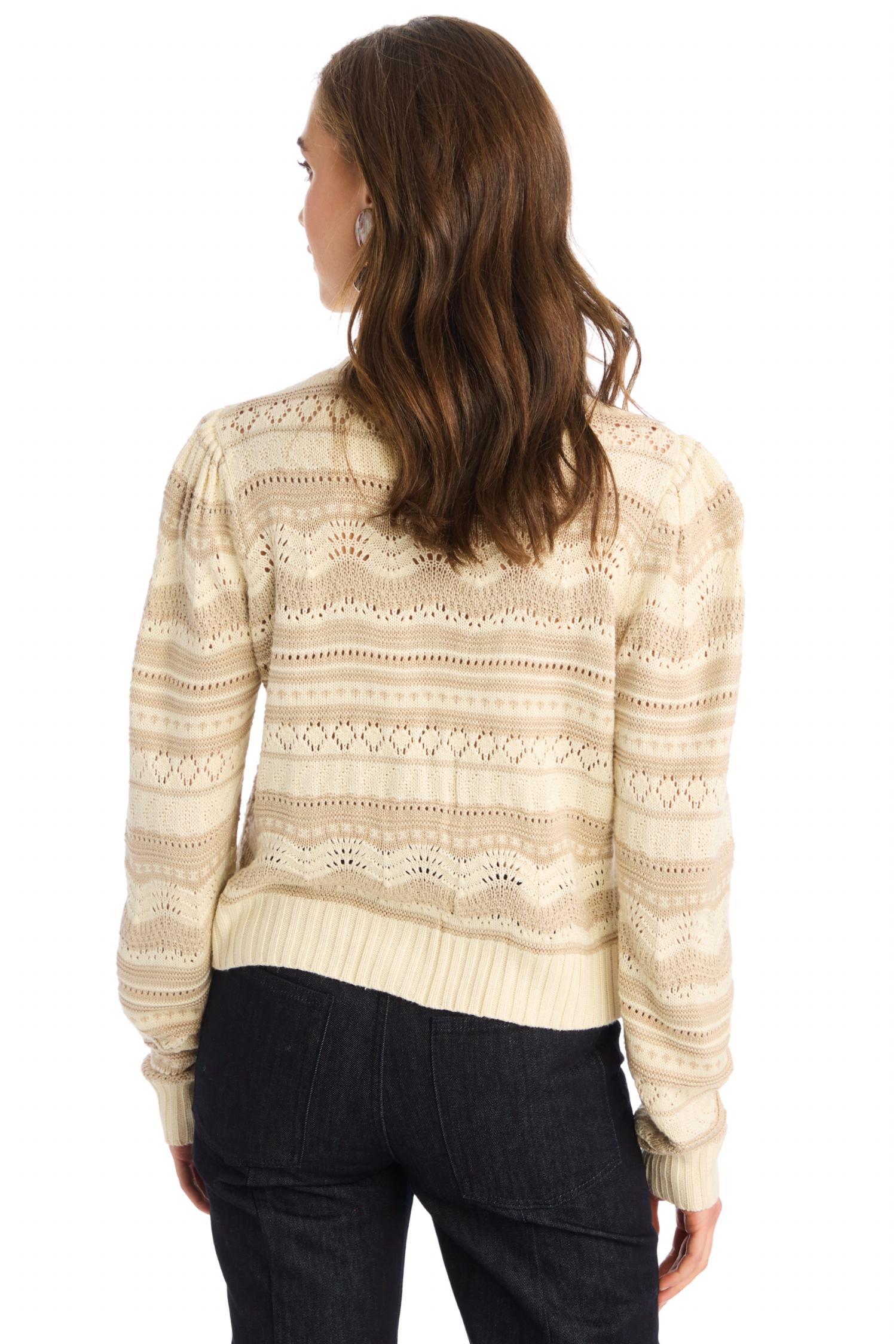 ALLISON NEW YORK Zahara Cardgian in ivory multi - women's cardigan - detail view