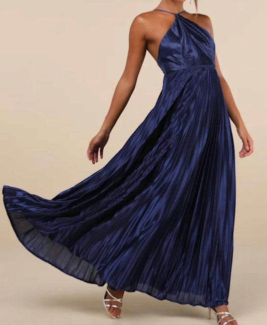 Lulus - Charm Satin Pleated Maxi Dress