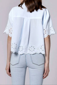 Dear John Denim - Ansel Cropped Eyelet Button Down Shirt