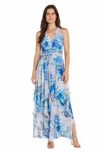 R&M Richards - Long Floral Printed Chiffon Daytime Dress