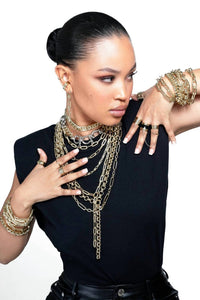 Eklexic - Women's Royal Rolo Chain Lariat Necklace