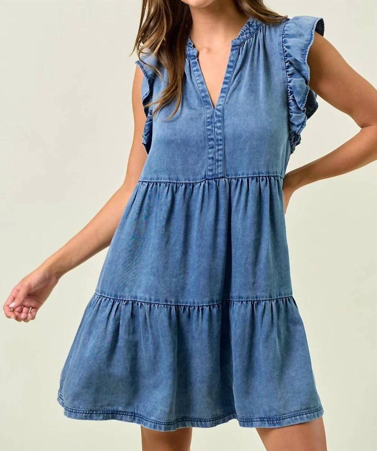 Doe And Rae - Tencel Ruffle Tiered Mini Dress