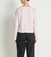Nation LTD Rochelle Boatneck Tee in blush - women's long sleeve top - detail view