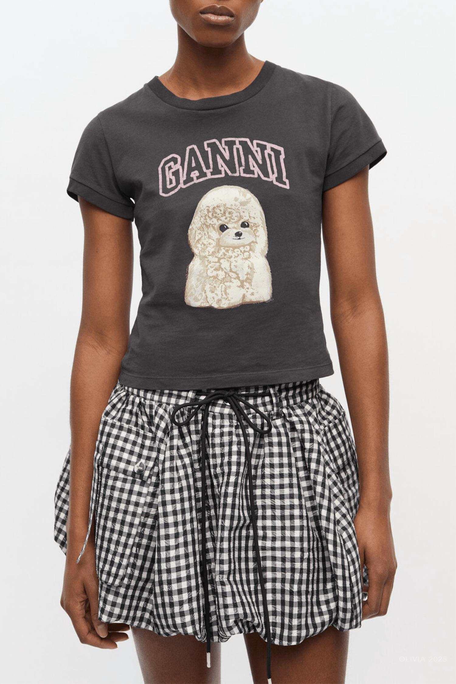 Ganni - Poodle Graphic Cropped Tee