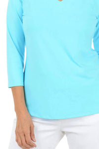 Lulu-B - Women's 3/4 Sleeve V-neck Top