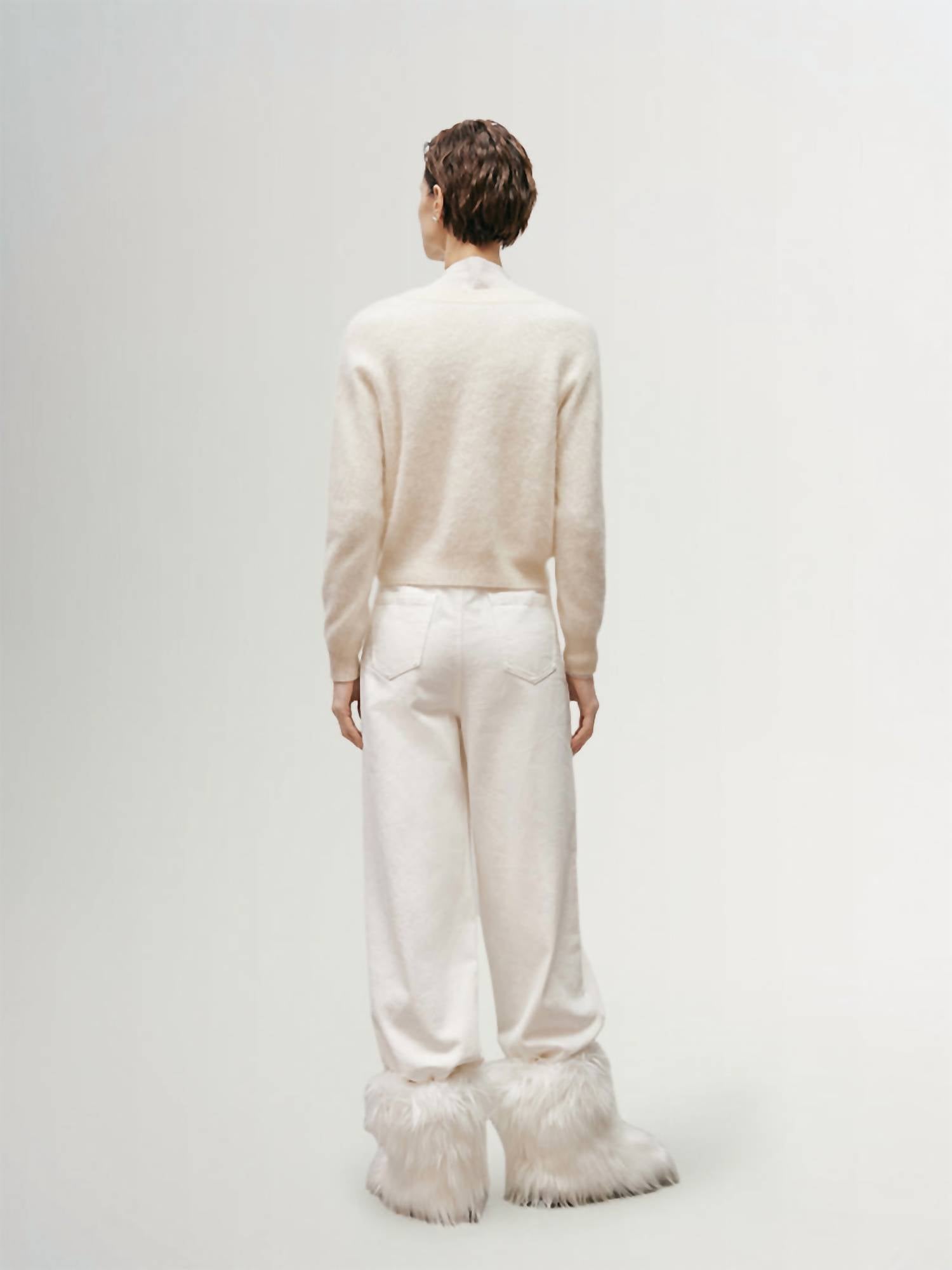 Meilleur Moment Brushed Cashmere Cardigan in ivory - women's cardigan - view 4