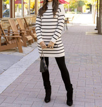 Grace And Lace - Striped Mock Neck Dress
