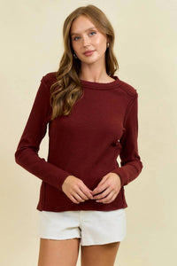 Doe And Rae - Western Yoke Ribbed Long-sleeve Tee