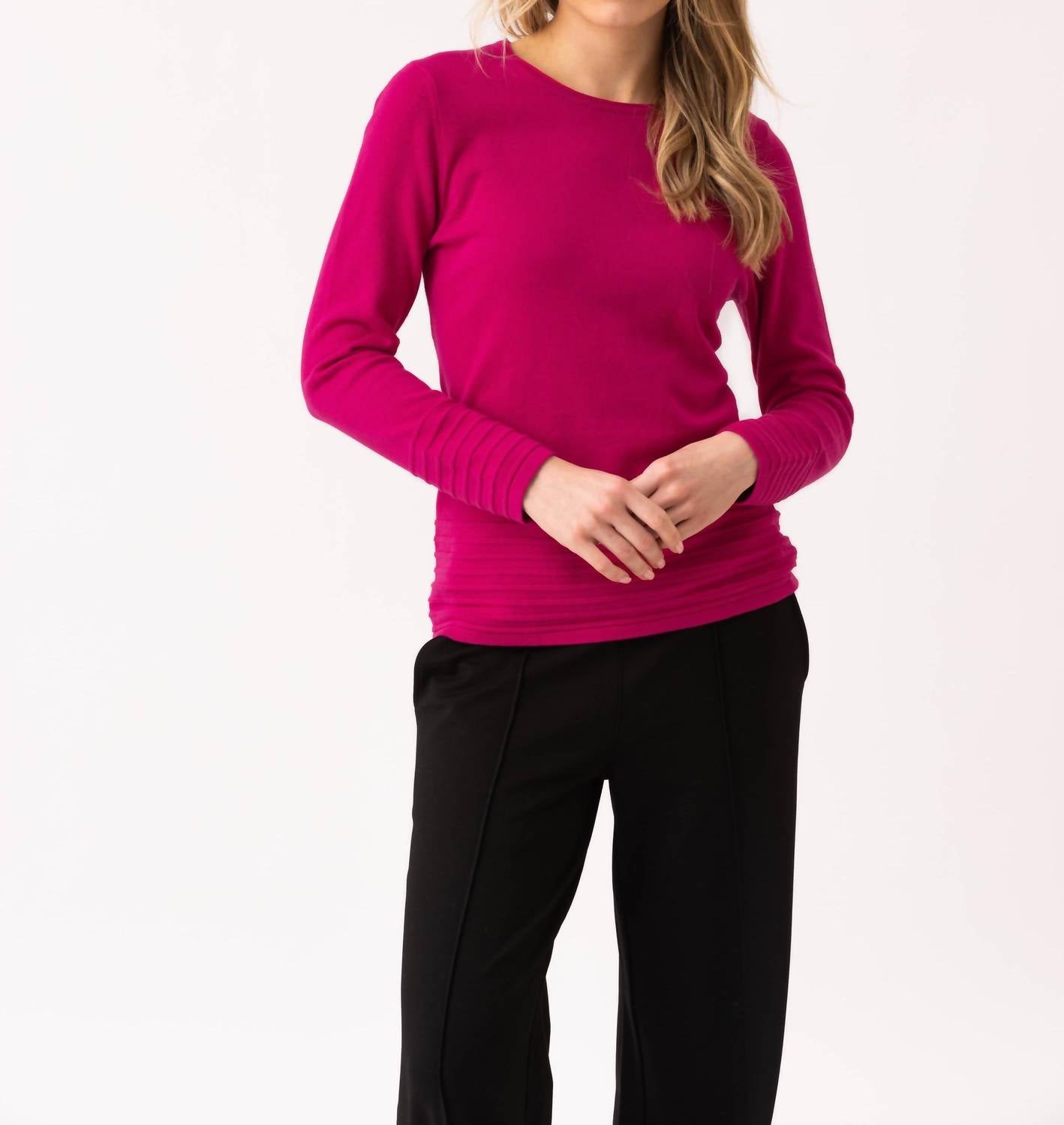 Marble - Round Neck Rib Knit Sweater