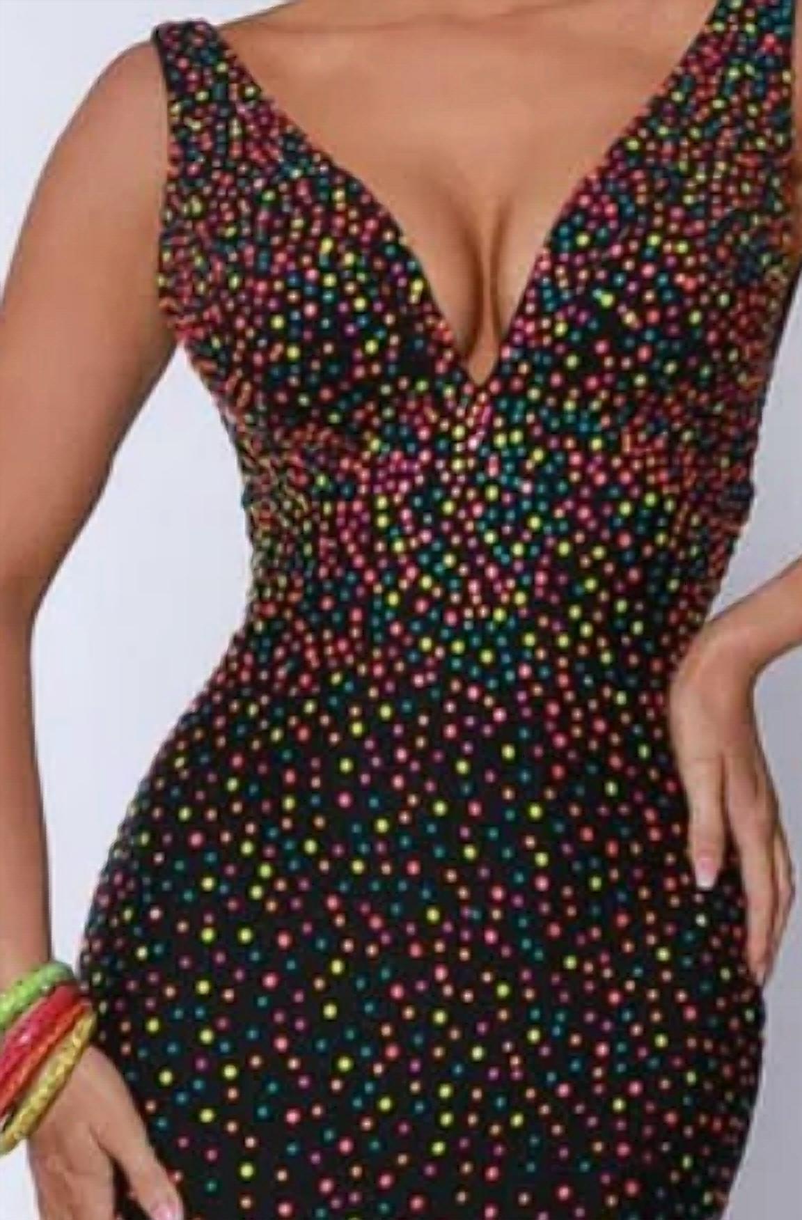Johnathan Kayne Pops Under Light Gown in black neon - women's dress - detail view