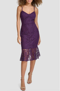 Siena Studio Floral Lace Midi Dress in plum - women's dress