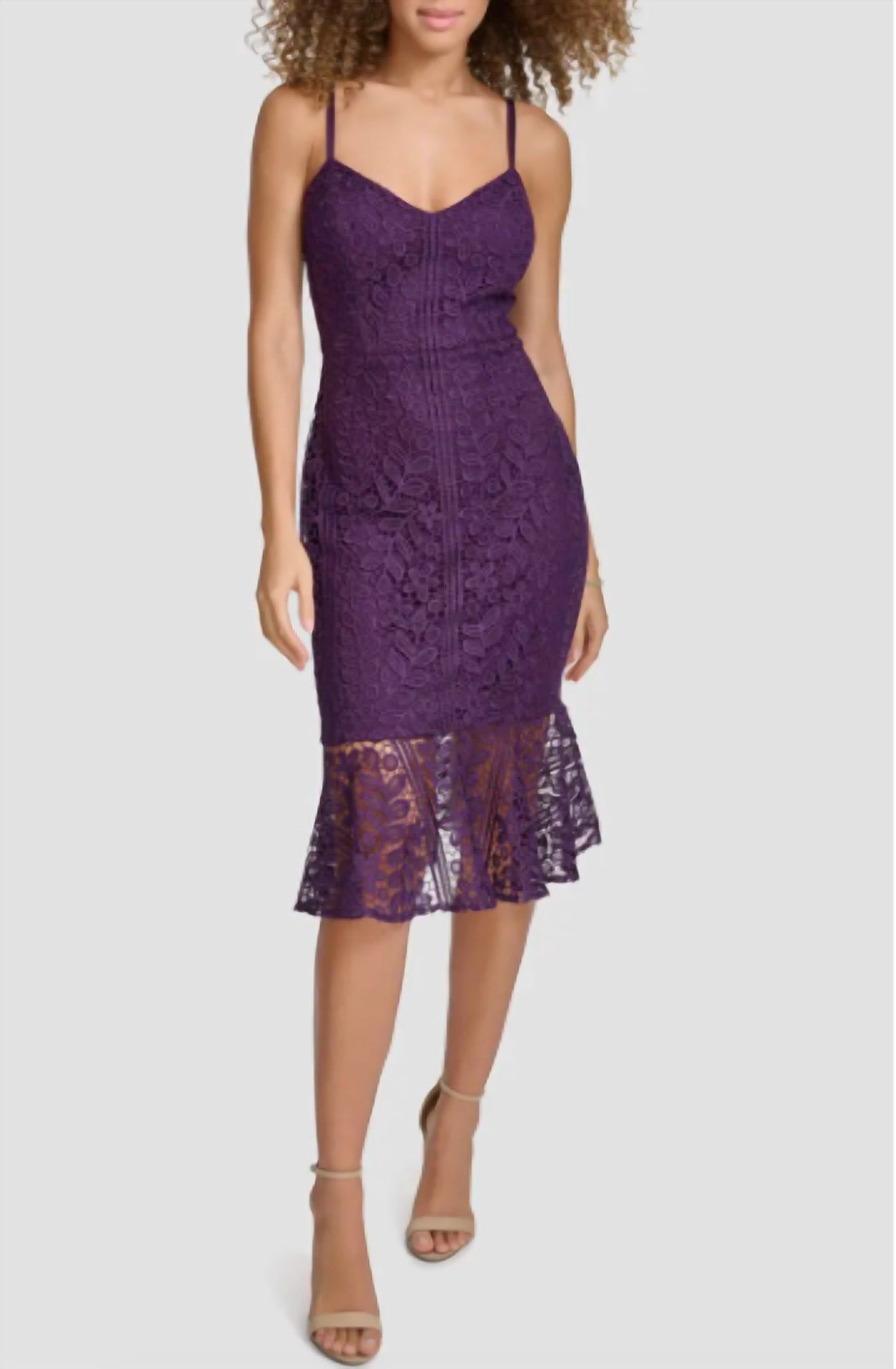 Siena Studio Floral Lace Midi Dress in plum - women's dress