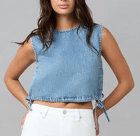 Lola Denim Sleeveless Denim Top in blue - women's shirt - view 5