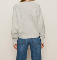 Sanctuary Shimmer Relaxed Fit Cardigan in heather grey - women's cardigan - detail view