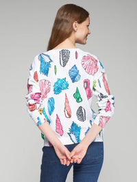 Vilagallo - Estampado Manga Conch Shells Soft Knit Sweater