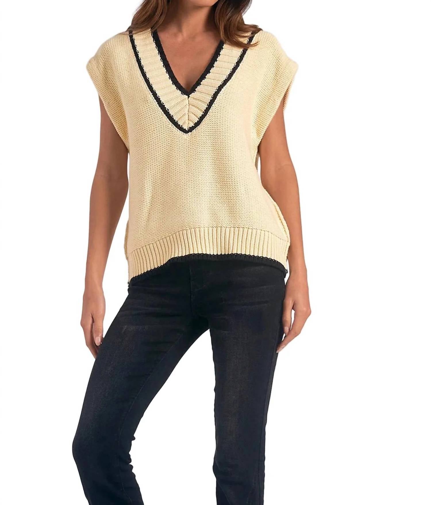 Elan - Cap Sleeve V-neck Sweater