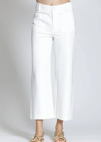 Apny - Ponte Cropped Wide Leg Pant With Patch Pocket