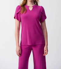 Joseph Ribkoff - Keyhole Neck Tulip Sleeves Top
