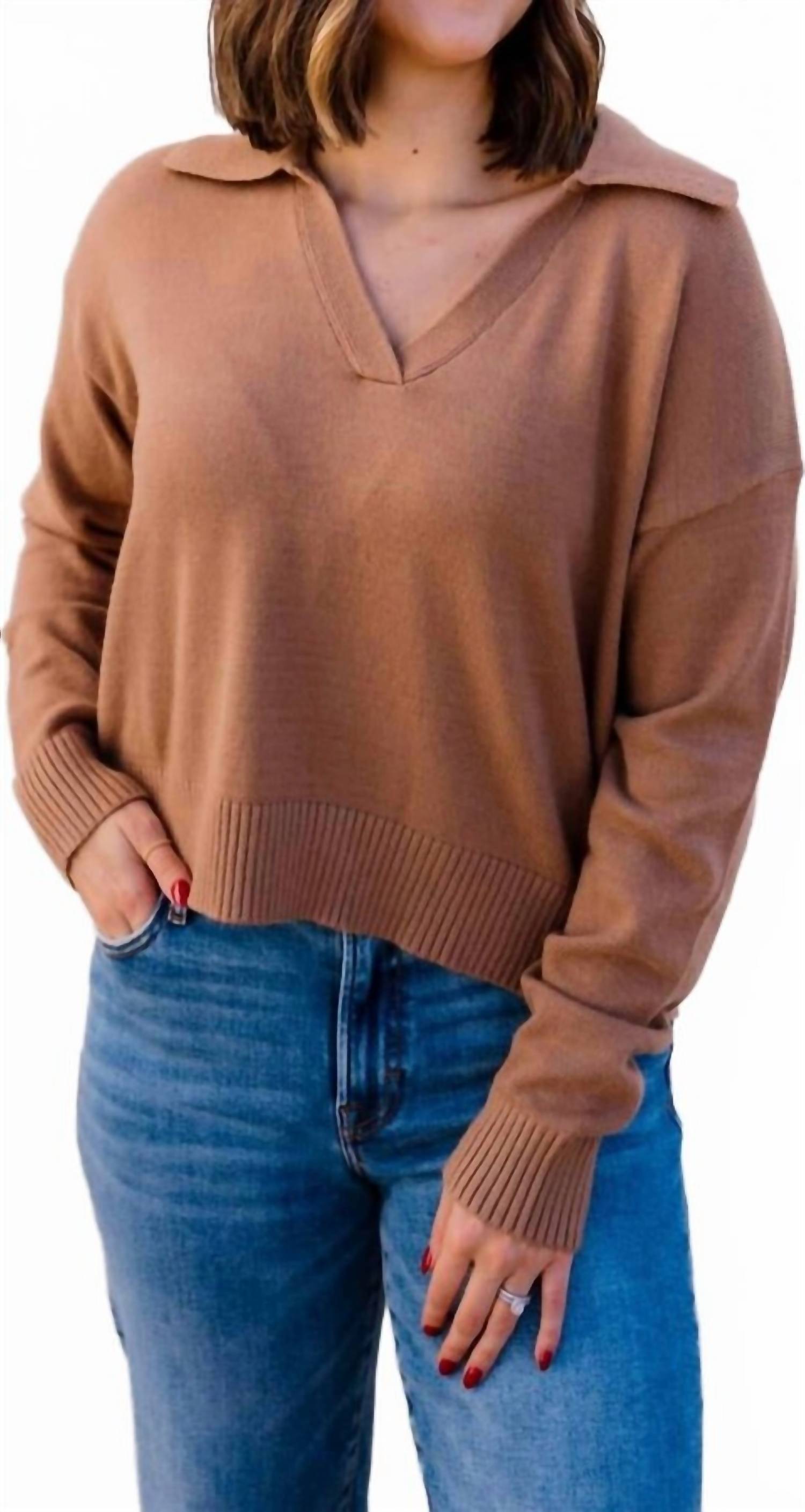 Miou Muse - Sweater Knitted Top With Collar