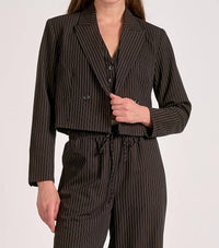 Elan - Women's Cropped Pinstripe Blazer