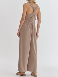 Entrousa Razor Back Jumpsuit in beige - women's pants - detail view