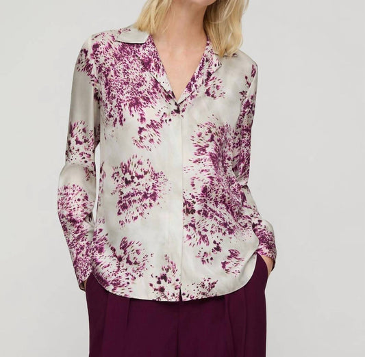 Lafayette 148 - Spotted Glaze Print Silk Twill Collared Blouse